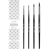 ARTEGRIA Watercolor Brush Set, 4 Professional Pointed Round Soft Synthetic Squirrel Paint Brushes, Sizes # 2, 4, 6, 8