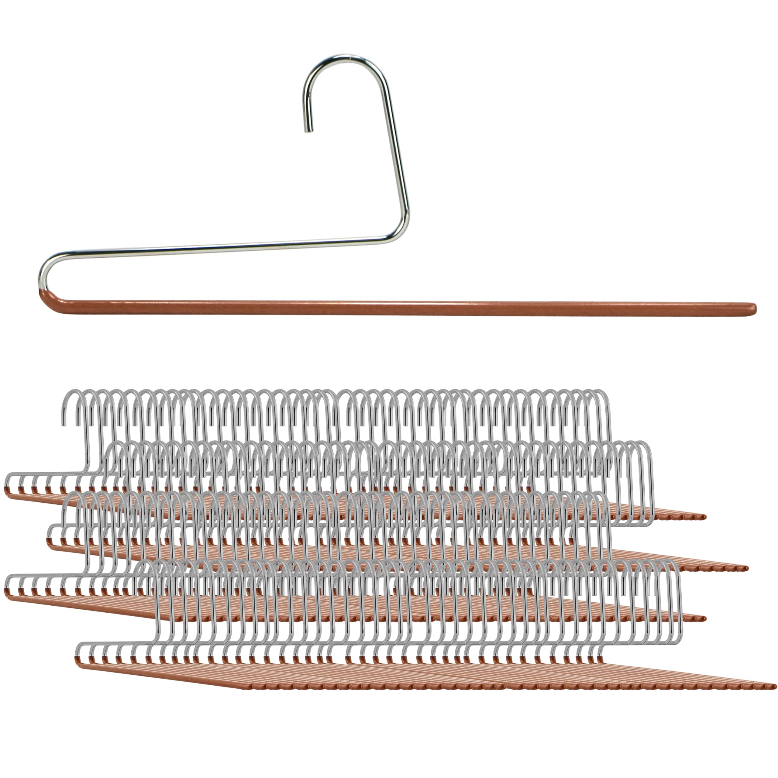 Mawa by Reston Lloyd Non-Slip Space Saving Clothes Hanger with Single Rod for Pants, Style KH35U, Copper, Set of 160