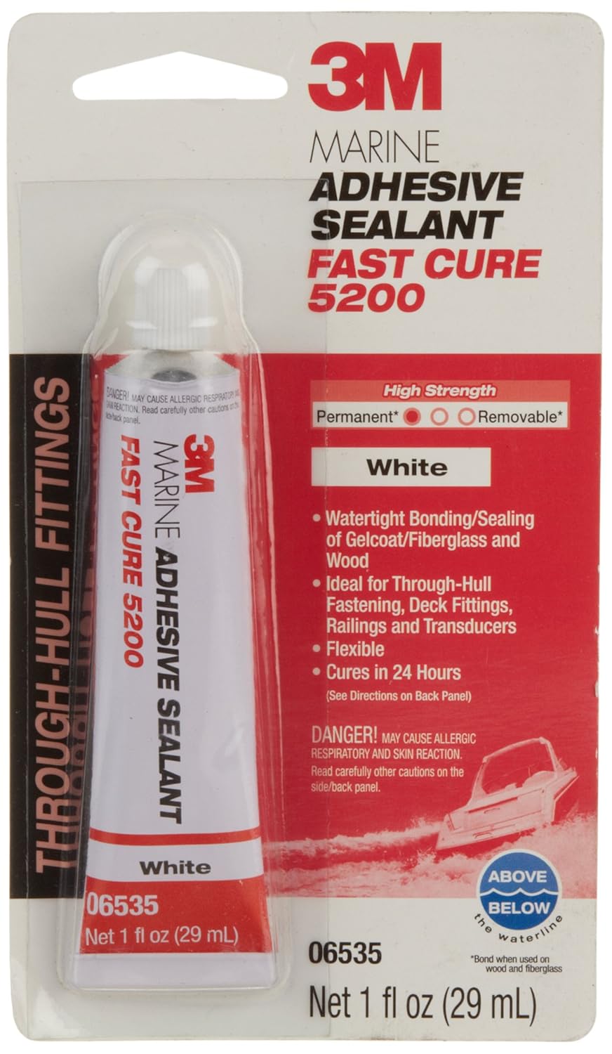 3M Marine Adhesive Sealant 5200 Fast Cure White, 06535, 1 oz tube (Pack