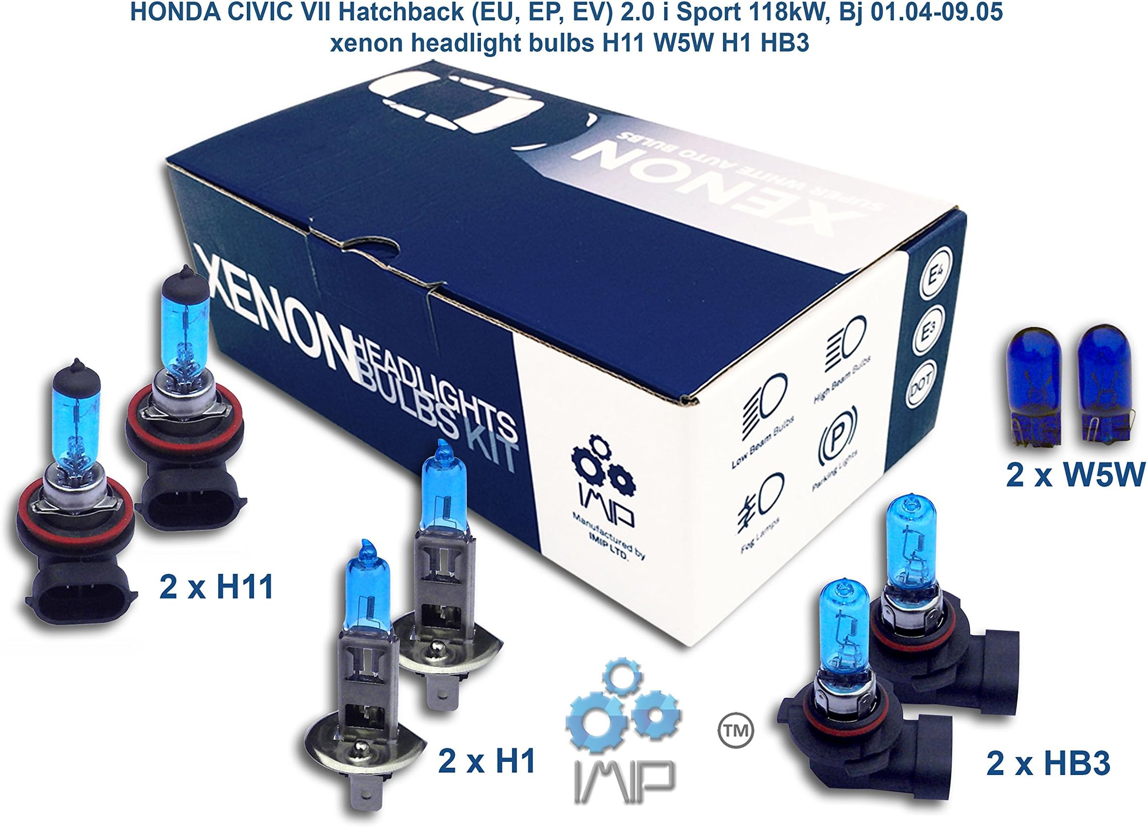 Genius Autoparts Bright Xenon Headlight Bulbs | Easy DIY Headlight Replacement Bulbs Kit, Pairs H11 H1 HB3 | High and Low Beam Headlights | Fog Lights Plus Free Side Light Bulbs W5W,(Pack of 3+1)