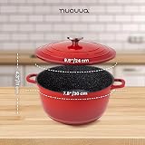 nuovva Non-Stick Aluminium Pot with Lid 4L 24cm Red Dutch Oven view 2