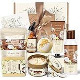 Gifts for Women Happy Birthday Gift Baskets, Bath and Body Gift Set Mothers Day Gifts, Vanilla Coconut Relaxing Home Spa Set Self Care Gift for Mom Sister Her Wife Grandma Girlfriend Friends