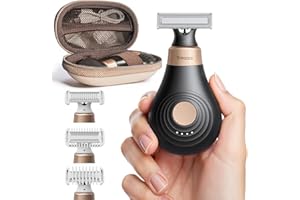 Trimcoo Mini Bikini Trimmer for Women - Intimate Pubic Hair Removal, Electric Body Groomer, Small Portable Wet/Dry Shaver, Magnetic Blade, USB-C Rechargeable with Travel Case, Easy to Clean (Black)