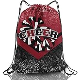 SKYIGC Cheer Drawstring Backpack Cheerleading Drawstring Gym Bag Cheer Accessories Cheerleader Gifts for Cheerleaders 1Pcs (Winered&Black)