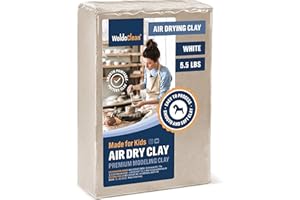 WOLDOCLEAN Air Dry Clay 5.5 lb White Fine Grain 0.5 mm - Soft Texture Modeling Clay for Pottery, Sculpting & Crafts, Easy to Shape