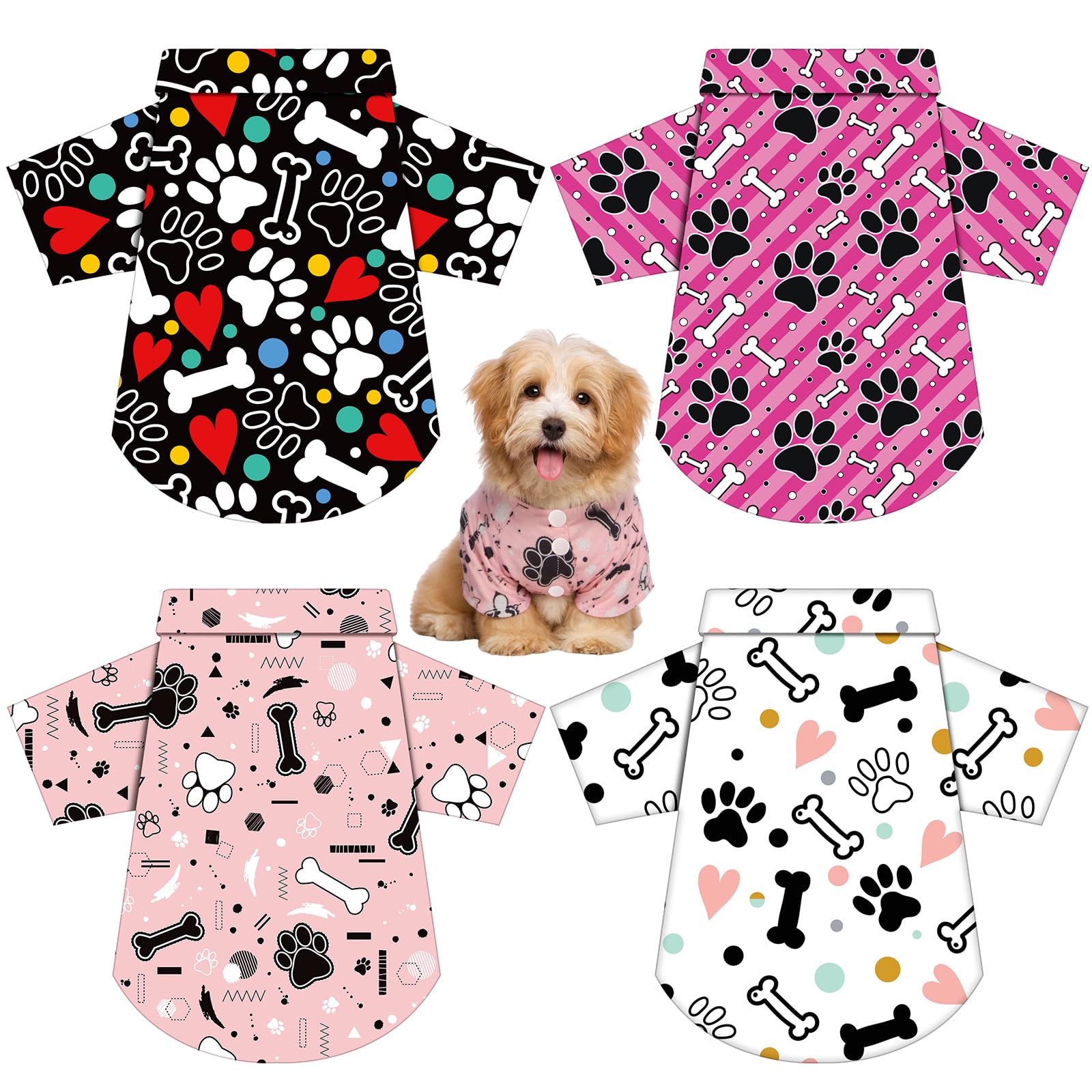 Photo 1 of Weewooday 4 Pieces Small Pet Summer T-Shirts Hawaii Style Floral Pet Dog Shirt Breathable Cool Clothes Beach Seaside Puppy Sweatshirt for Puppy(Bright Style,L)