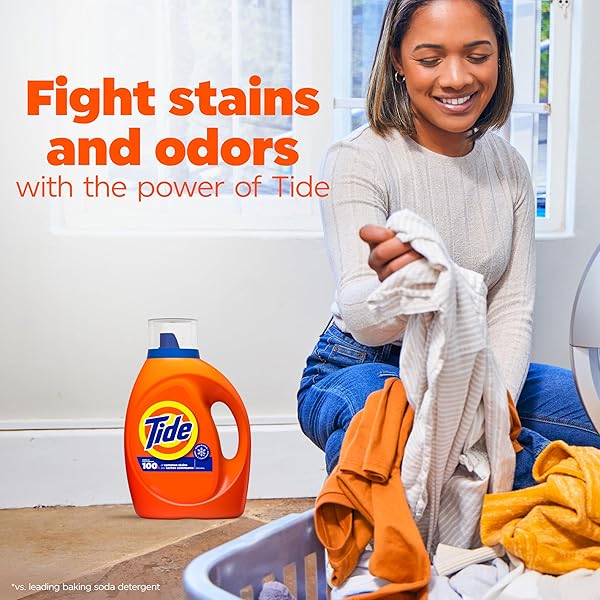 TIDE LAUNDRY DETERGENT LIQUID, ORIGINAL SCENT, 64 LOADS, 80 FL OZ, WORKS ON 100% OF COMMON STAINS, LAUNDRY SOAP, LIQUID LAUNDRY DETERGENT