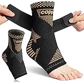 DR JK- Ankle Brace for Women and Men, Large, 1 Pair, Copper and Black, Adjustable Compression Sleeve, Soft Straps for Achilles Tendonitis Relief, Sports Protection, Achilles Tendonitis Brace