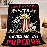 Movie Popcorn Blanket for Girls Women Boys Men Adults Kids Soft Cozy Fleece Theater Film Cinema Throw Blankets Gifts Warm Flannel Plush Lightweight Decor for Couch Bed Sofa 50"X40"