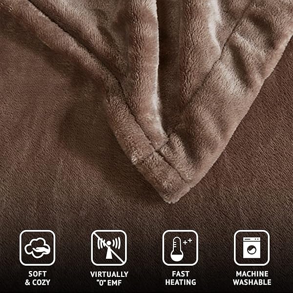 BEAUTYREST HEATED PLUSH ELECT ELECTRIC BLANKET WITH 20 HEAT LEVEL SETTING CONTROLLERS EQUIP WITH SECURE COMFORT TECHNOLOGY AND 10 HOURS AUTO SHUT OFF, TWIN: 62X84, MINK,BR54-0517