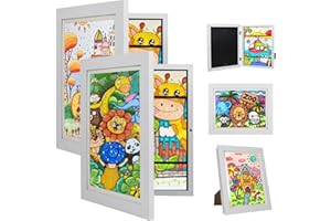 ORANKAY Kids Art Frames - Changeable, White, Front Opening Holds 150, 10x12.5 Children Artwork Frames for Kids Art