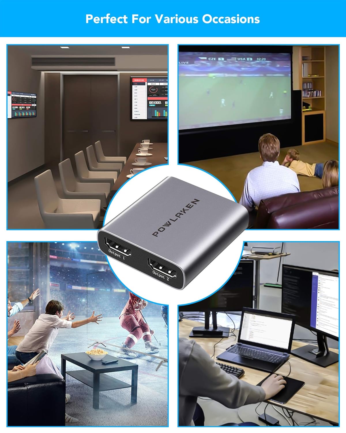 [Latest 2020] HDMI Splitter 1 in 2 Out-Aluminum Alloy 4K HDMI Splitter, HDMI Splitter Supports 3D 4K@30HZ Full HD1080P for Xbox PS4/3 Fire Stick Roku Blu-Ray Player Apple TV HDTV Dual Monitor Display: Industrial & Scientific