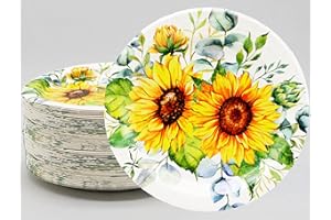 HSPAIDYP 50Pcs Sunflower Birthday Party Supplies Sunflower Paper Plates, 7" Sunflower Dessert Plates for Sunflower Themed Baby Shower,Wedding Bridal,Spring Sunflowers Birthday Party Decor (Vintage Sunflower)