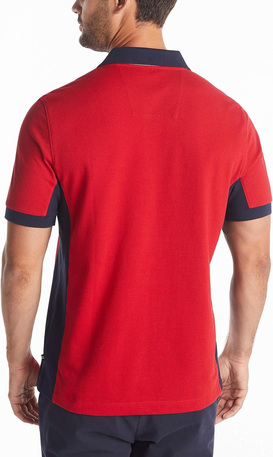 Nautica Men's Short Sleeve Color Block Performance Pique Polo Shirt at  Men’s Clothing store