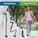 HONEYBULL Folding Walking Stick Adjustable Foldable Cane Pivot Tip 3 Prong view 6