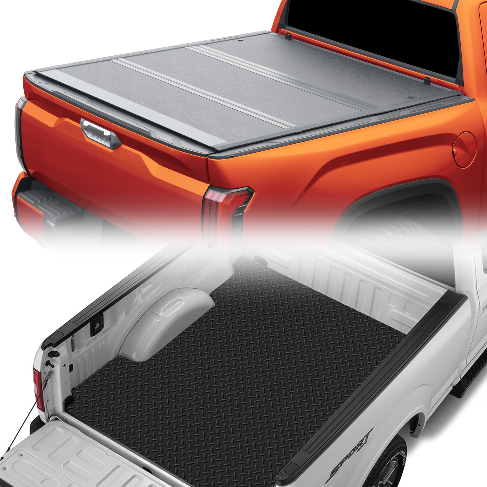 Photo 1 of * soft cover*Armordillo CoveRex TFX Low Profile Hard Tri-Fold Tonneau Cover+Diamond Plate Rubber Truck Bed Mat|Fits 1983-2011 Ford Ranger/1994-2010 Mazda B2300/B3000 6'|28725139|Aluminum|Truck Bed Cover|Truck Mat