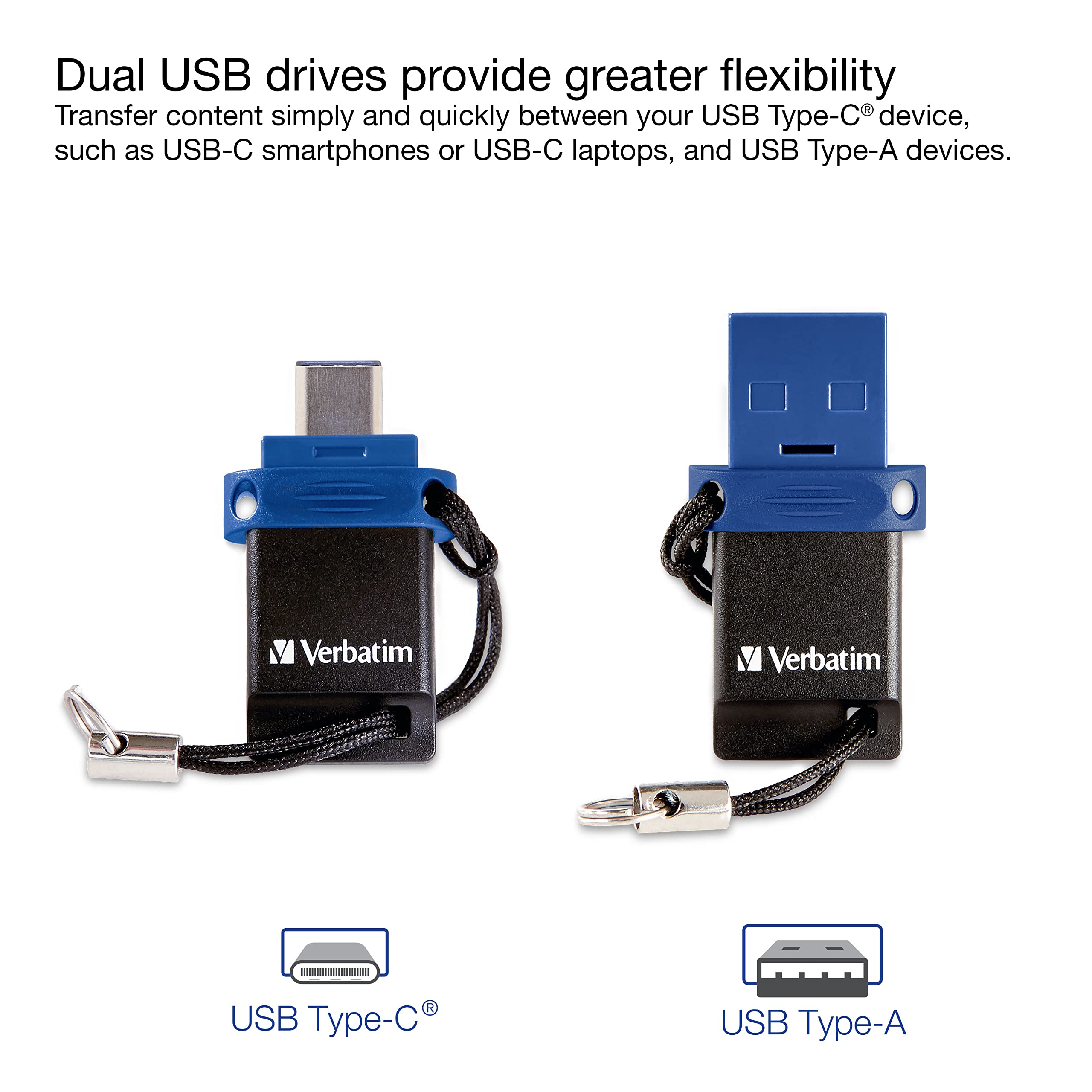 Verbatim 128GB Store ‘n’ Go Dual OTG USB 3.2 Gen 1 Flash Drive for USB-C Devices – 2 in 1 Type C Thumb Drive