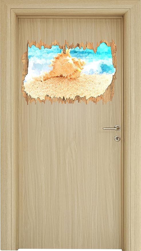 Stil.Zeit Shell sulla Spiaggia Pittura Effetto Legno svolta nel Look 3D,  Parete o Formato Adesivo Porta: 62x42cm, autoadesivi della Parete,  Autoadesivo della Parete, Decorazione della Parete: Amazon.it: Casa e cucina