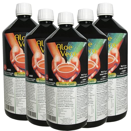 Aloe Vera, Trink-Gel, 99.5% natur pur, 5 Liter Vorratspack #30002