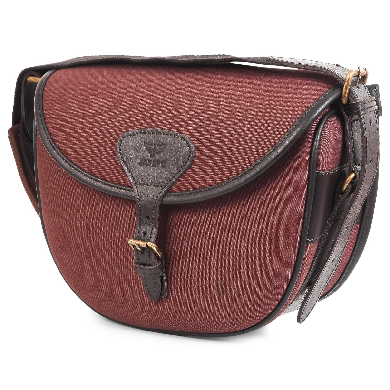 Jayefo R-17 Hunting Bag - Stylish & Functional Cotton Bag for Hunting, Messenger Bag Made with Cotton & Designed with Leather Shoulder Straps & Metal Buckle for Outdoor Adventures | (Brown)