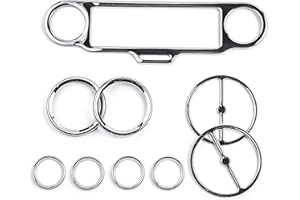 WYNMOTO 9 PCS Stereo Accent Speedometer Speaker Trim Ring Set Fit for Harley Davidson Touring Electra Street Glide Road Glide Ultra Classic Trike Models 1986-2013