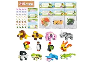 LYUBASA 24 Packs Valentines Day Gifts for Kids School, Animal Building Blocks with Valentines Cards for Kids Classroom, Class Gifts Exchange, Party Favors for Kids Boys Girls Friendsine's Greeting Cards