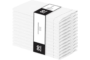 Dine n Decor Set of 12 Hemstitch Cloth Dinner Napkins 100% Cotton - Soft Durable Washable - Ideal for Events Weddings Holidays - Perfect Everyday Use Table Linen Cloth Napkins 18x18 White