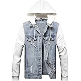 LZLER Hoodie Jean Jacket for Men,Casual Slim Fit Men's Denim Jacket with Hood