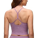 CRZ YOGA Cut-Out Y Back Crop Tank Tops for Women - Scoop Neck Spaghetti Strap Racerback Yoga Longline Sports Bra Non Padded
