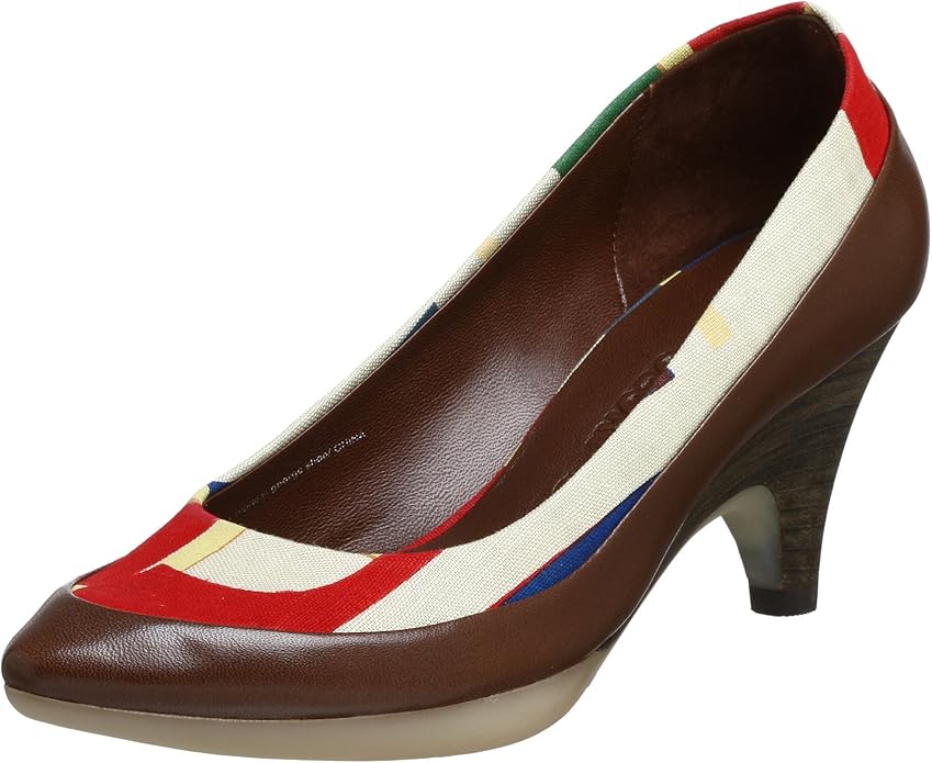 Glory Chen Women�s Taylor Pump, Red/Brown, 6