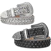 OCTBERSIEG 2 x Rhinestone Belt for Women Men Shining Diamond Studded Belt Bling Cowgirl Cowboy Waist Belt