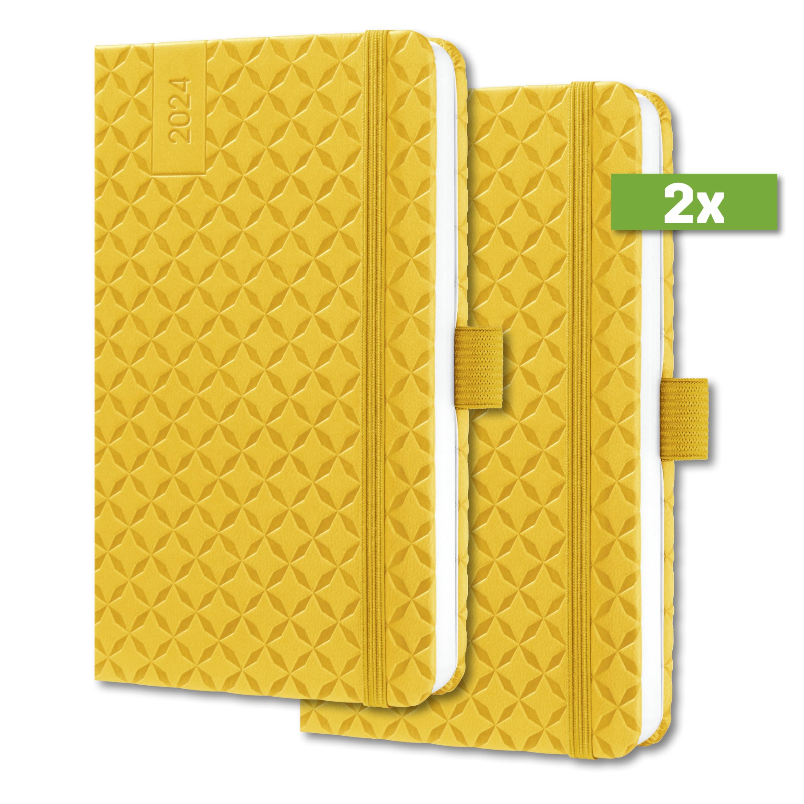 SIGEL J4116 Jolie Weekly planner 2024, hardcover, 9,5 x 15 cm, 174 pages, Yellow, 2 Pieces