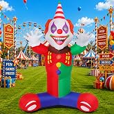 COMIN 7 FT Carnival Clown Inflatables Circus Blow Up Decorations | Built-in LED lights, blow-up decoration for Carnival parties, yards, gardens, and lawns