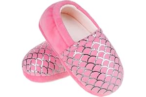 MIXIN Girls Slippers Mermaid Princess No-Slip Memory Foam Slippers Soft Rubber Sole House Shoes for Bedroom Indoor Outdoor (Toddler/Little/Big Kid)