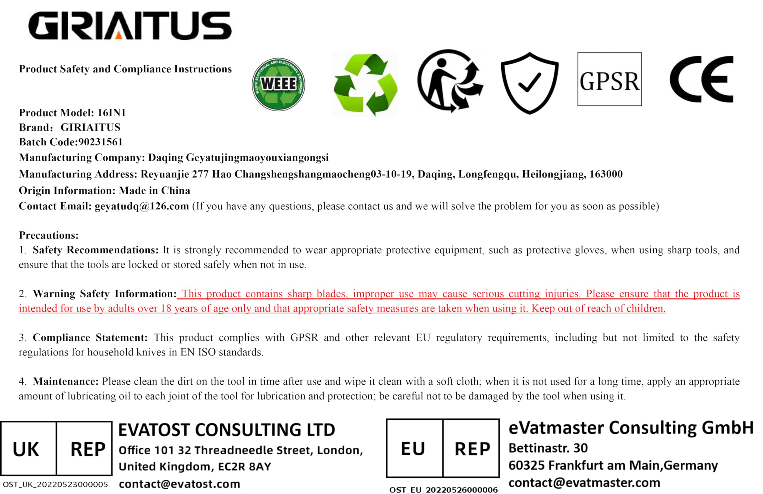 Camping Essentials Multi Tool Gifts for Men Dad 16in1 Multitool Survival Gear with Hammer Pliers Saw Screwdrivers Bottle Opener Whistle Christmas Stocking Fillers Gadgets for Outdoor, Hiking, Repair