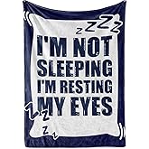 Huglanket Funny Gifts for Men, Dad, Grandpa, Uncle, I'm Not Sleeping I'm Resting My Eyes, Funny Blanket Throws Gift for Birthday, Christmas, 60"x 80"