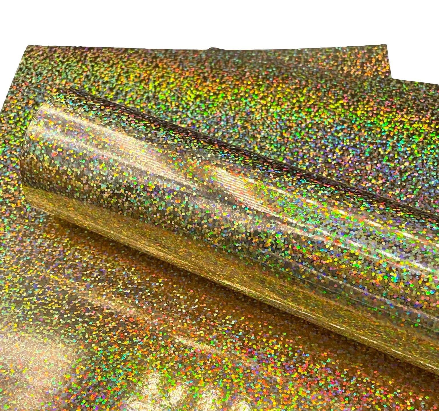 Syntego 5 Sheets A4 Premium Holographic Confetti Effect Card Single Sided 240gsm / 88lb Cover (Gold)