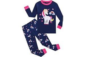 KikizYe Girls Pajamas Set Kids Long Sleeve PJs Cotton Jammies