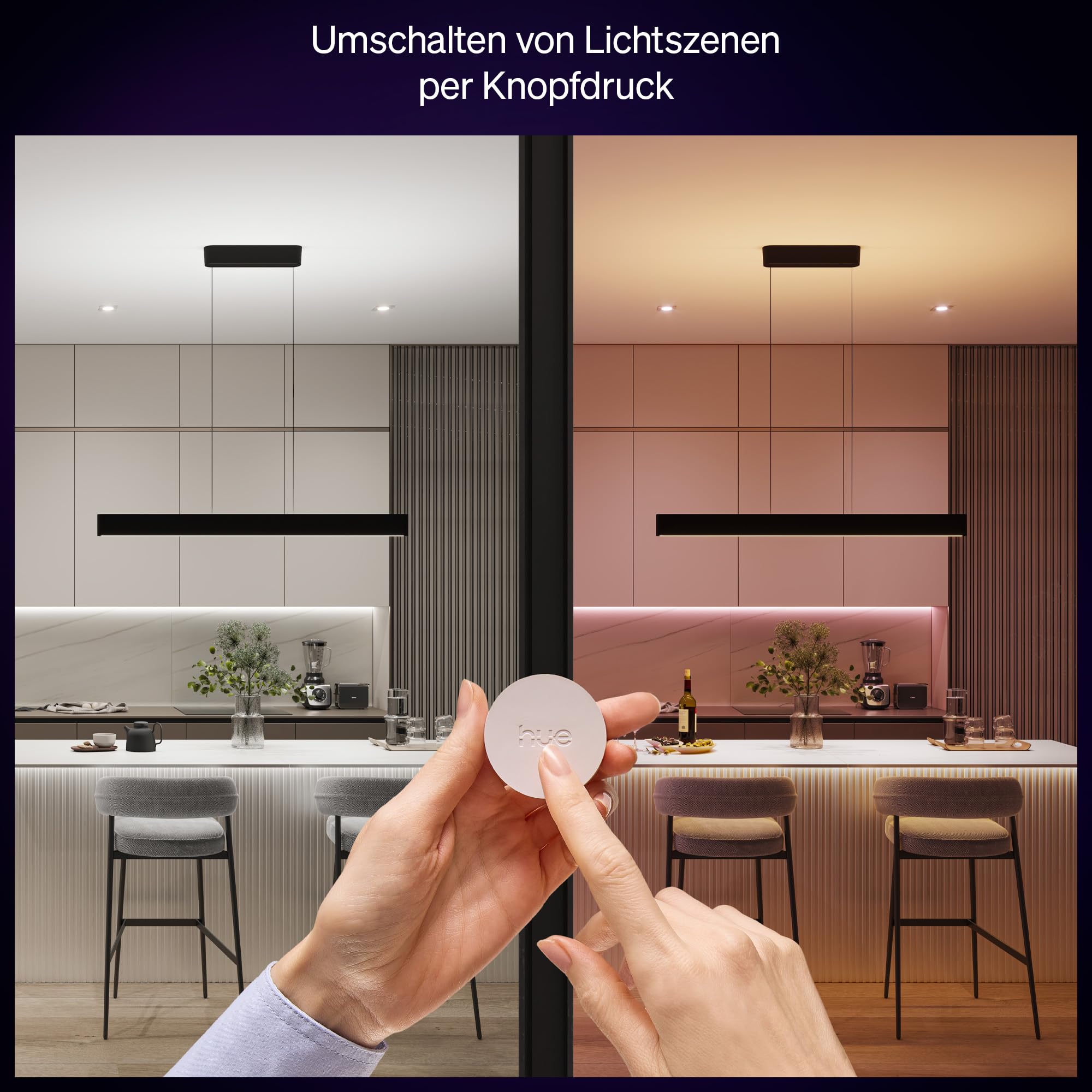 Philips Hue Smart Button für Hue Lichtsysteme, Smarter Dimmer zur Steuerung von Leuchten, kabelloser Lichtschalter ohne Installation, weiß, Neue Generation 3