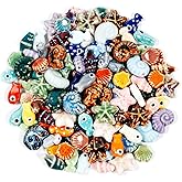 60 Pcs Assorted Ceramic Ocean Animal Beads, Porcelain Fish Shell Starfish Conch Beads for for Jewelry Making DIY Craft Necklace Bracelet