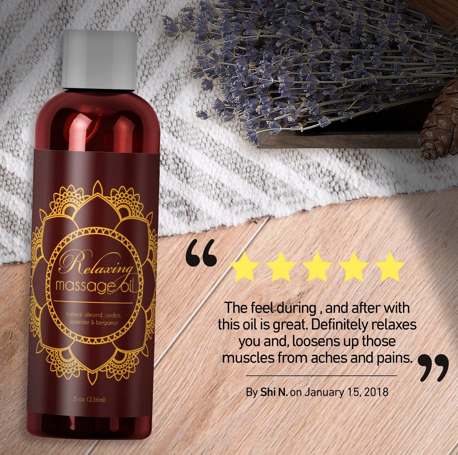 Relaxing Massage Oil - Intense Aromatherapy Oil for Erotic Massages & Sore Muscle Relief Detoxifying Body Care with Almond Lavender Essential Oil Bergamot & Jojoba - For Him & Her by Honeydew : Beauty