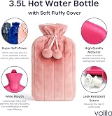 Volila 3.5L Extra Large Hot Water Bottle with Pink Faux Fur Cover view 2