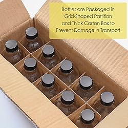 10 Pack, 4 oz Small Clear Glass Bottles with Lids