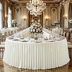 9ft Length Glitter Ivory Table Skirt Rectangle