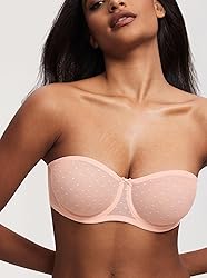 DOBREVA Women's Mesh Strapless Bra Sheer Unlined