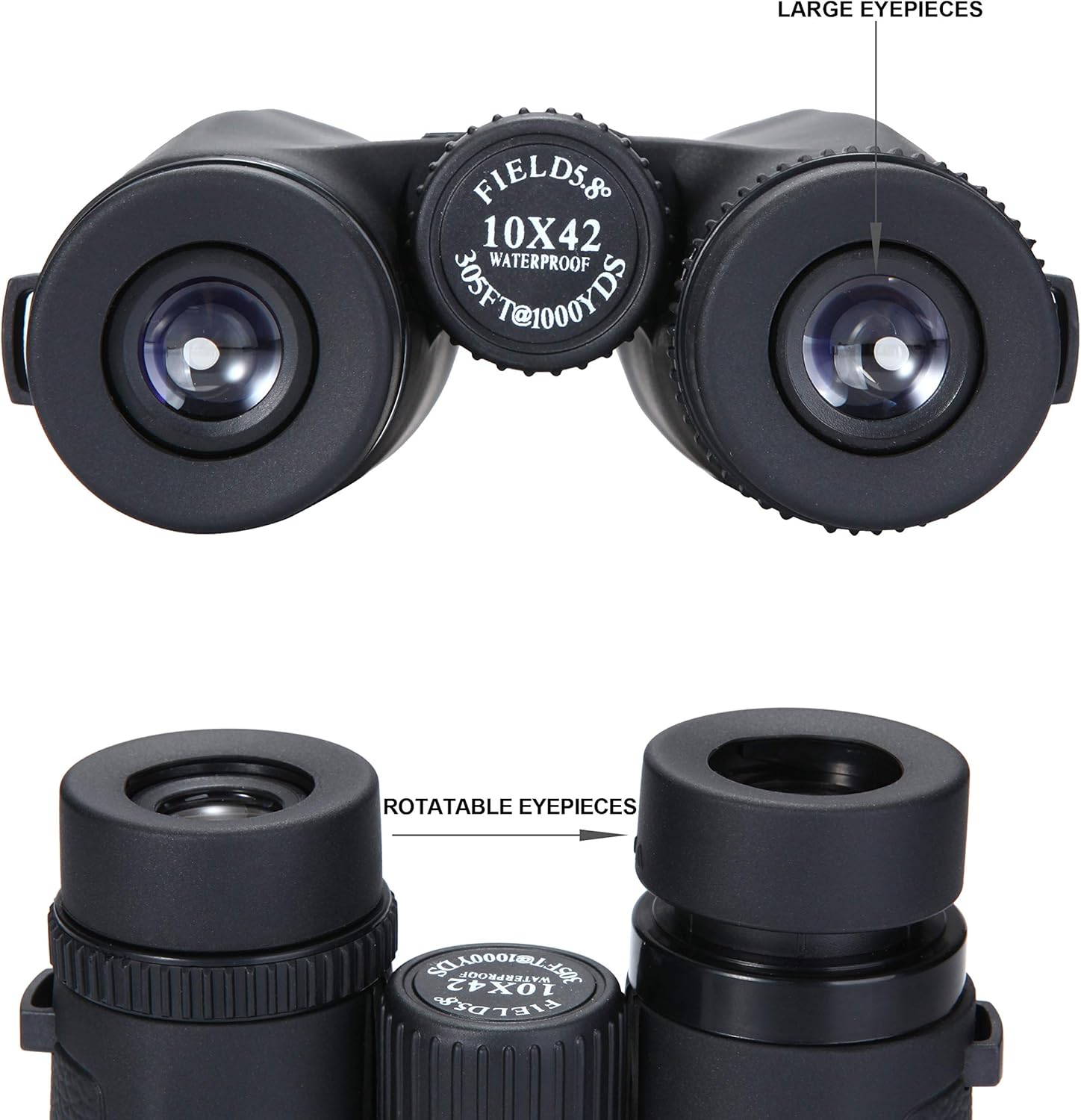 Huntsman Outdoors 10x42 Binoculars - HD Waterproof Roof Prism Binocular for Bird Watching, Sporting Events, Hunting and Shooting Optics : Camera & Photo