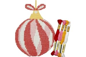 Howie's Needlepoint Needlepoint Kits, 18CT Printed Embroidery Pattern Starter Kits, Stamped Patterns Canvas Kits(Spiral Christmas Ball,4x3.25inch)