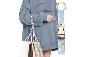 EKAX Travel Carry Strap with Ring Hooks, Buckle, Add-a-Bag Luggage Strap, Adjustable Bag Holder, Travel Clip for Carry-on Bags