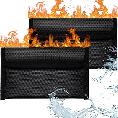 OFFCUP Fireproof Document Bag 2pcs 8x4.6 Inches Waterproof Zipper