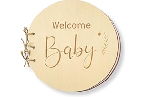 STOFINITY Wooden Baby Shower Guest Book Alternatives for Girl Boy - Welcome Baby Shower Sign in Guest Book Keepsake Gifts, Blank Guestbook for Baby Shower Decorations Gender Neutral